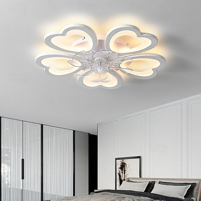  ventilateur de plafond avec lumières 65 cm LED à intensité variable 3 couleurs 6 vitesses pales réversibles avec télécommande, lustre de ventilateur domestique, ventilateur de plafond encastré à