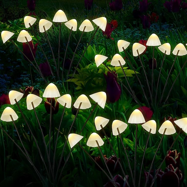 Solar Mushroom Swinging Lawn Lights 6LED/8LEDs 2 Modes Lighting Firefly ...