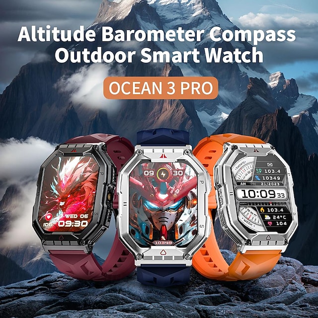  LOKMAT OCEAN 3 PRO Reloj inteligente 2.1 pulgada Smartwatch Reloj elegante Bluetooth Podómetro Recordatorio de Llamadas Seguimiento de Actividad Compatible con Android iOS Mujer Hombre Larga espera