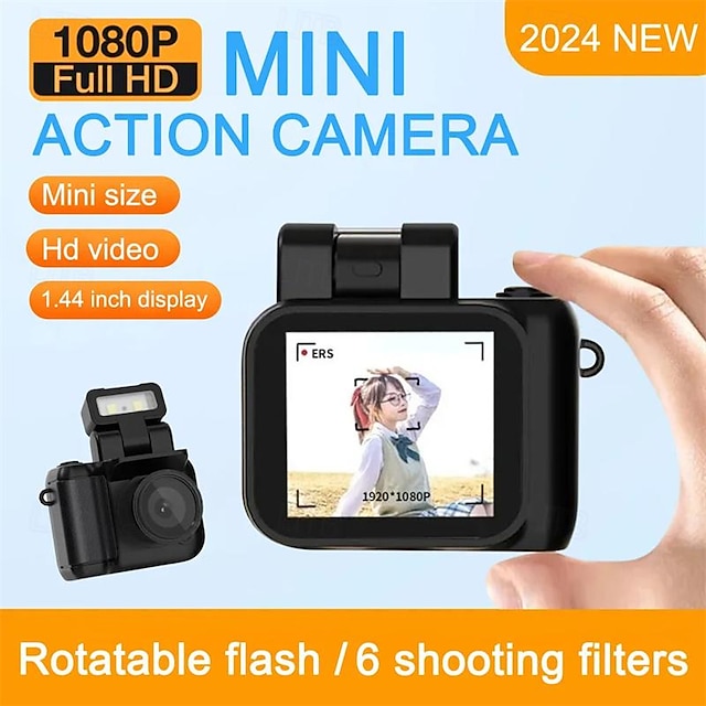  Mini caméra cmos de style monoréflexe, avec lampe flash et station d'accueil de batterie, enregistreur vidéo portable dv 1080p avec écran lcd