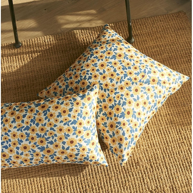  Housse de coussin décorative florale, 1 pièce, taie d'oreiller carrée douce, pour chambre à coucher, salon, canapé, chaise, tournesols