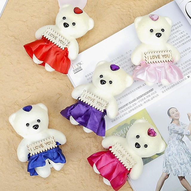  10 peças urso de sorvete urso de diamante buquê de desenho animado boneca urso de espuma materiais de embalagem de flores-caixa de presente, buquê de urso
