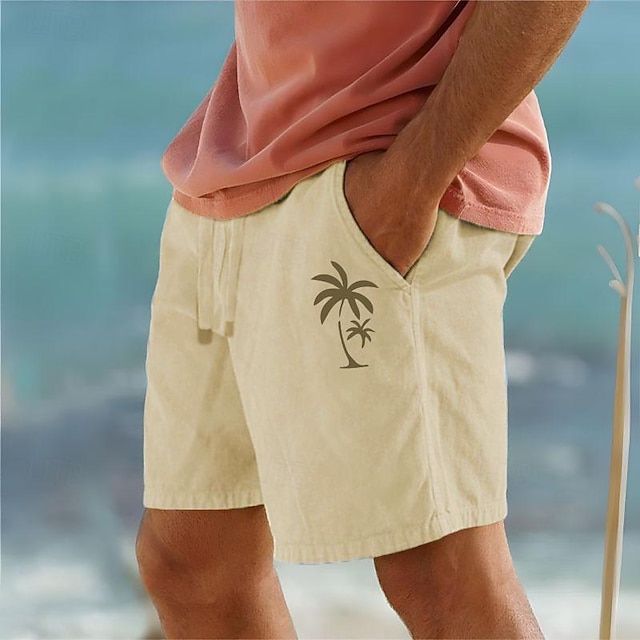  Men's Graphic Coconut Tree Shorts Summer Shorts Beach Shorts Mid Waist Streetwear Hawaiian Designer Casual Daily Holiday Drawstring Elastic Waist 3D Print Designer Clothing Apparel