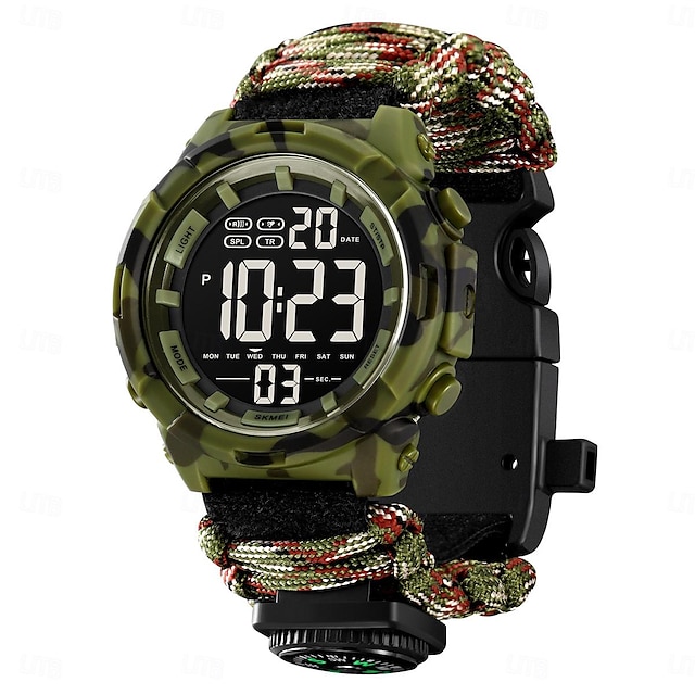  SKMEI Men Digital Watch Outdoor Sports Fashion Casual Luminous Stopwatch Alarm Clock Countdown Paracord Watch