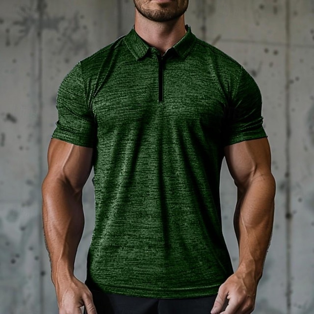  Bărbați Polo sport Cămașă de golf Casual Concediu Rever Quarter Zip Manșon scurt Modă De Bază Simplu Quarter Zip Vară Fit regulat Gri Închis Albastru piscină Trifoi Polo sport