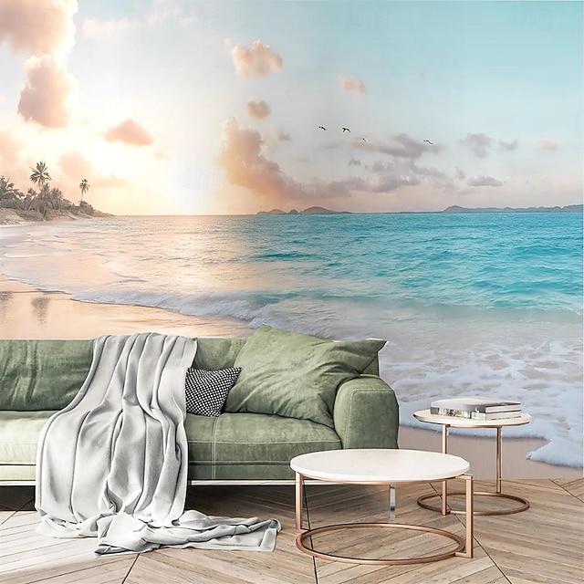  Cool Wallpapers Beach Sunset Wallpaper Wall Mural Wall Sticker Covering Print Peel and Stick Removable Self Adhesive Secret Forest PVC / Vinyl Home Decor