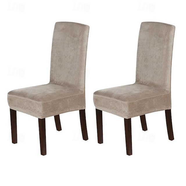 Fundas de terciopelo para sillas de comedor, fundas elásticas para sillas de comedor, juego de 2, fundas para sillas Parson, protectores para sillas, fundas para sillas de comedor, lavables, resistentes y gruesas