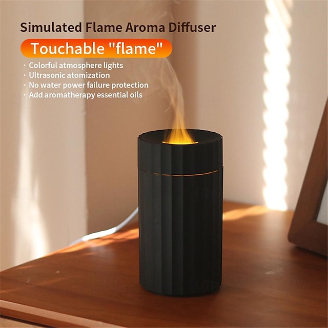  Difusor de aroma volcánico rgb, lámpara de aceite esencial, humidificador de aire portátil usb de 100ml con luz nocturna de llama de color