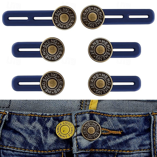  6 peças botão extensor de calças botões extensores de cintura para homens e mulheres jeans extensor de cintura botões de metal sem botão de costura para calças jeans extensoras gola perfeita para