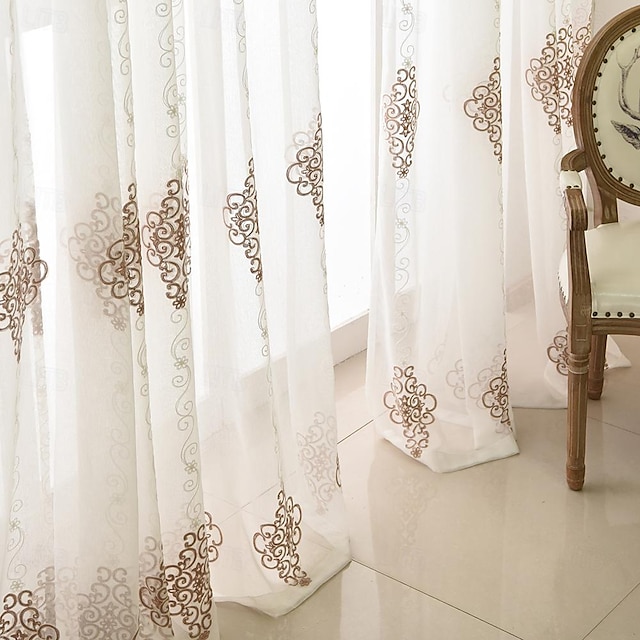  Um painel keuropean estilo high-end tela de janela bordada sala de estar quarto sala de jantar cortina de tela semi transparente