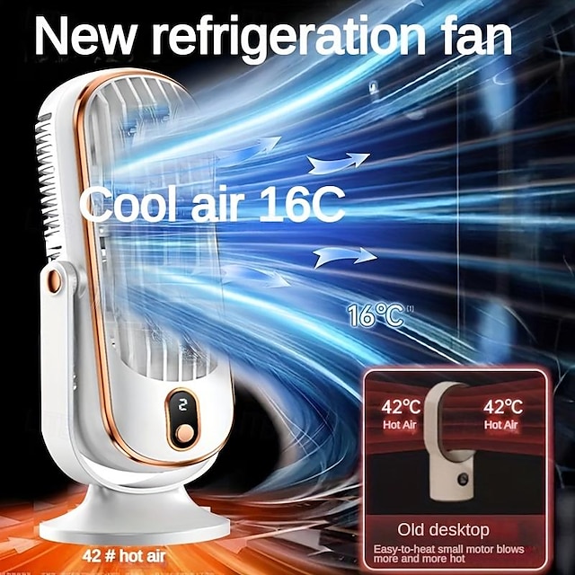  Portable Air Conditioner Fan Large Battery Dual Motor Household Small Air Cooler 5-speed Air Cooling Fan 720  Surround Air Blower Office Tourism Camping Outdoor RV Portable USB Fan