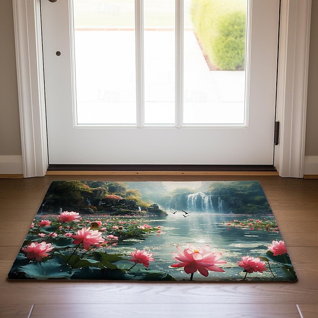  Lotus libra capacho antiderrapante à prova de óleo tapete interior ao ar livre decoração do quarto tapete do banheiro tapete de entrada porta