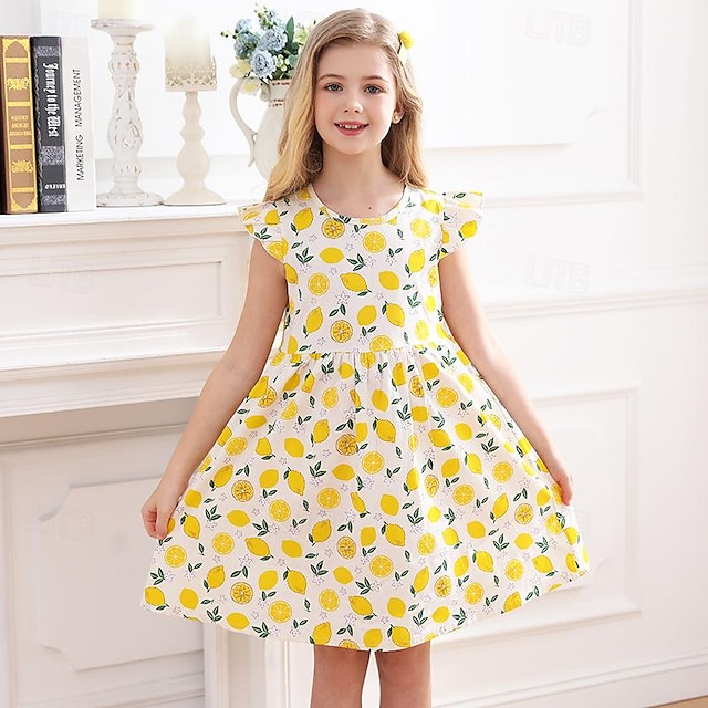  barn jentekjole grafisk ermeløs fest utendørs casual mote prinsesseskjørt polyester sommer vår 4-13 år