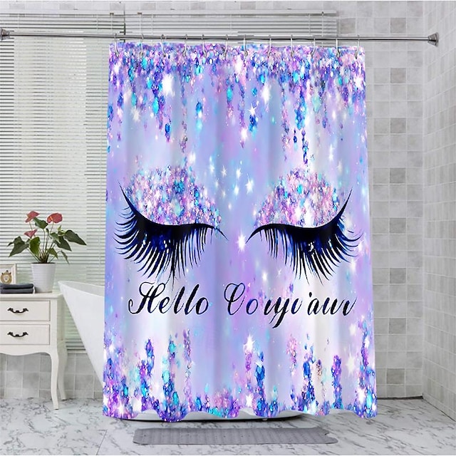  Twinkling Shower Curtain with Hooks for Bathroom Colorful  Shining diamond Shower Curtain  Bathroom Decor Set Polyester Waterproof 12 Pack Plastic Hooks Eyes