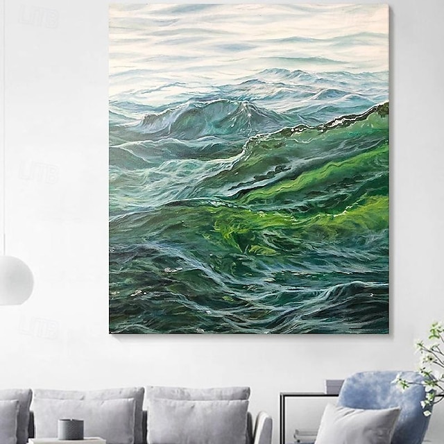  Hand painted 3D Thick Landscape Painting Art Hand Painted Knife Landscape Oil Painting Canvas Wall Art Abstract Green painting Art for Living Room bedroom hotel wall decoration