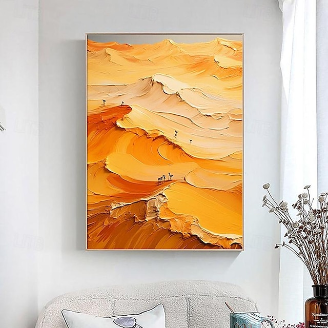  Handmade Desert Painting Camels Painting Custom Hand Paint Wall Paintings Personalized Wall Art Picture For Living Room Bedroom (No Frame)