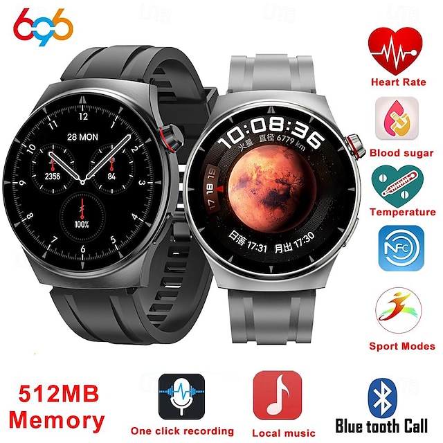 696 V510MAX Smartwatch 1.46 Zoll Smart-Armband Bluetooth Schrittzähler Anruferinnerung Schlaf-Tracker Kompatibel mit Android iOS Herren Freisprechanlage Nachrichterinnerung IP 67 46mm Uhrengehäuse