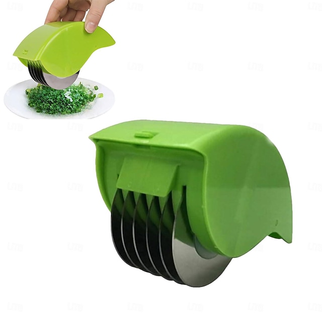  1/2 stk persillehakker rull manuell hånd løkløk gressløk myntekutter persillehakker for tabouleh med 6 kniver i rustfritt stål