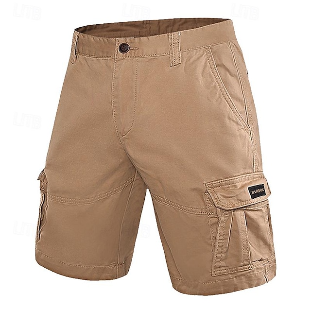  Men's Tactical Shorts Cargo Shorts Summer Shorts Button Pocket Plain Wearable Short Outdoor Daily 100% Cotton Sports Stylish Brown