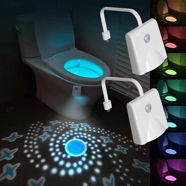  toilet natlys genopladelig bevægelsessensor aktiveret farveskiftende led-lys til badeværelset cool sjovt badeværelsesindretningstilbehør