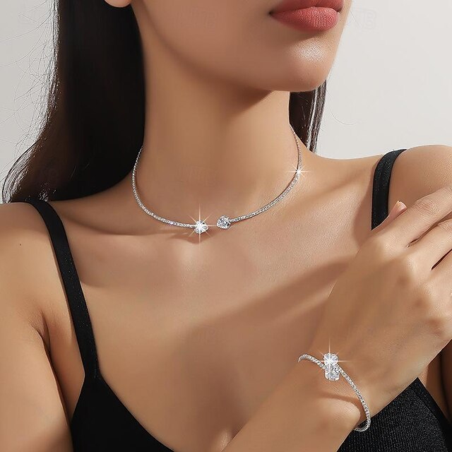  Smykke Sæt 2stk Legering Halskæder Armbånd Dame Elegant Årgang Mode geometrisk Geometrisk form Smykkesæt Til Bryllup Fest Jubilæum