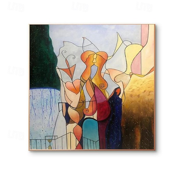  pictură în ulei abstract pictată manual figurativă artă abstractă modernă pictură cuplu romantic dragoste fantezie vedere pictură (fără cadru)