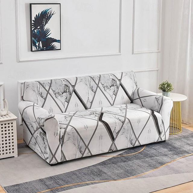  Capa de sofá geométrica simplificada, capa de sofá elástica de 3 lugares, capa de sofá em forma de l, protetor de móveis para quarto, escritório, sala de estar, decoração de casa