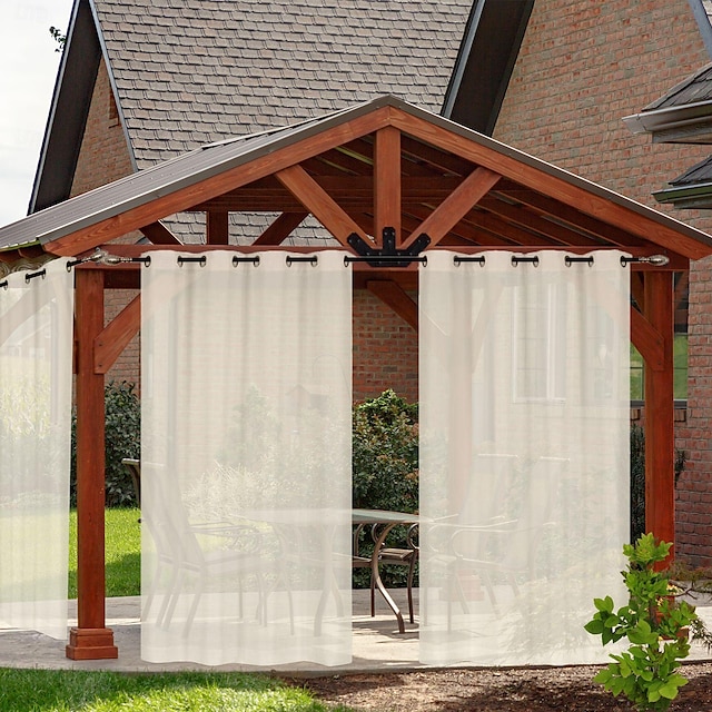  tenda da esterno per patio, tende semitrasparenti effetto lino bianco voile impermeabile che filtra la luce occhielli esterni tende per pergola balcone piscina interna