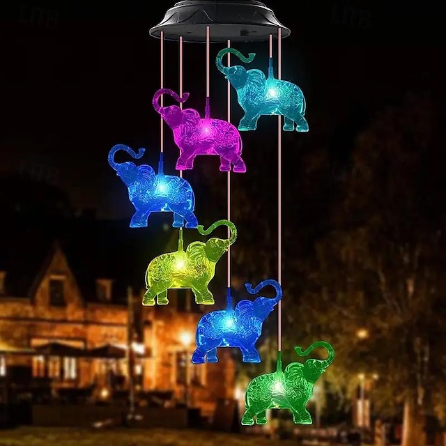  Colorful Solar Wind Chime Light Outdoor Waterproof Color Changing Garden Lights Holiday Decor Memorial Windchimes Wind Catcher Gifts Hanging Decor for Home Garden Patio Yard Porch 1PC