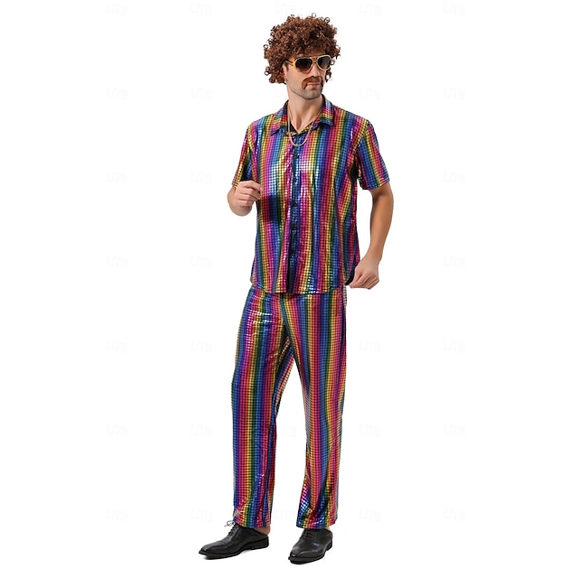  Disco Años 80 Pantalones Accesorios Camisas Disco Hombre Disfraz de carnaval Víspera de Todos los Santos Carnaval Mascarada Rendimiento Fiesta Discoteca Adulto Cima Pantalones