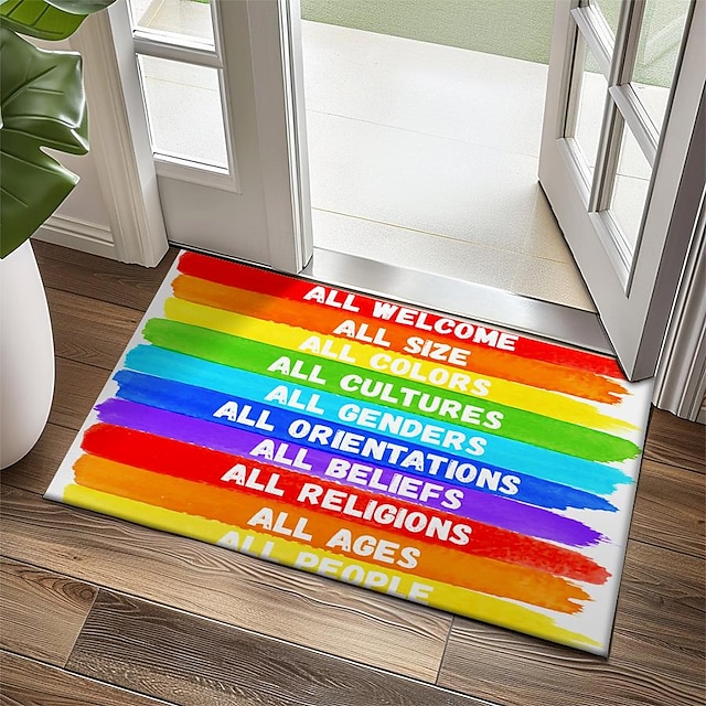  Juin Mois de la Fierté Mois de la Fierté Gay LGBTQ LGBT Paillasson Arc-en-ciel Antidérapant Tapis Imperméable Tapis Intérieur Extérieur Décor de Chambre Tapis de Salle de Bain Tapis d'Entrée