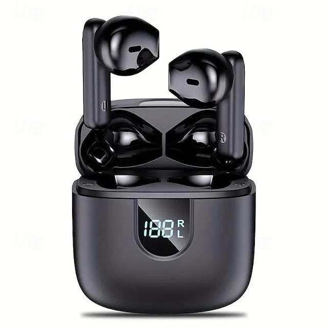  trådlöst headset digital display med trådlös laddningsfodral stereohörlurar in-ear hörlurar med inbyggd mikrofon