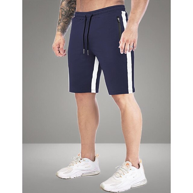  Bărbați Pantaloni scurți de sudoare Pantaloni Scurți Bermude Banda laterală Talie elastică Buzunar cu Fermoar Simplu Confort Sport Scurt Zilnic Alergat Sală de Fitness Modă Îmbrăcăminte Atletică