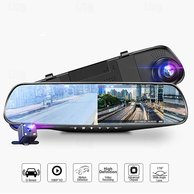  achteruitkijkspiegel dashcam dubbele lens 4.19 automonitor 1080p dubbele opnamerecorder voor en achter