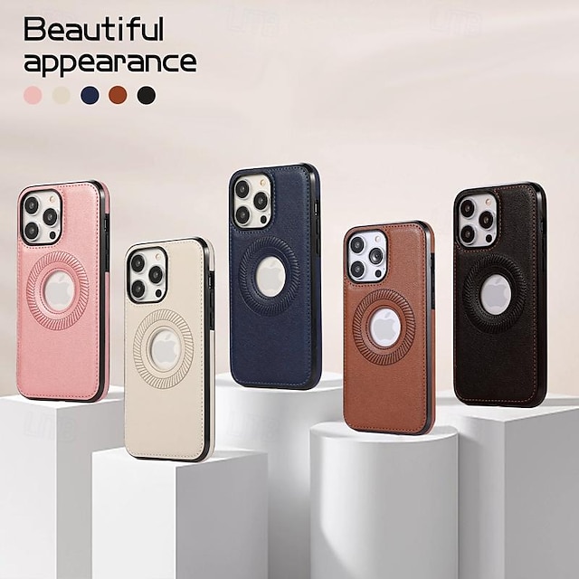  Phone Case For iPhone 15 Pro Max iPhone 14 13 12 11 Pro Max Plus Back Cover Support Wireless Charging Shockproof Retro TPU PU Leather