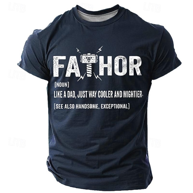  Father's Day papa shirts Viking Dad Word Daily Men's 3D Print T shirt Tee Daily Holiday T shirt Dark Blue Short Sleeve Crew Neck Shirt Summer Spring Clothing Apparel S M L XL XXL XXXL