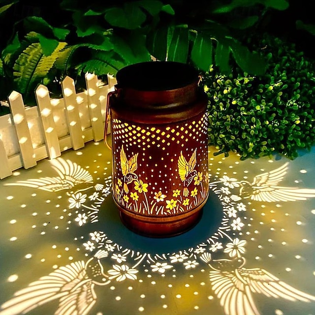  1 pz lanterna solare colibrì, lanterne da appendere all'aperto con decorazioni in metallo, luce decorativa a LED impermeabile per giardino, patio, prato, cortile, portico anteriore, come regalo per mamma, nonna, donna