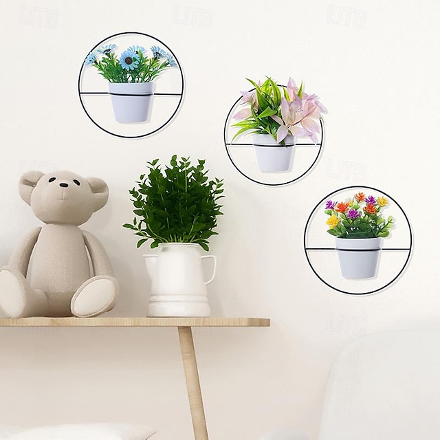  3 stk kunstig plantepotte hængende dekorationer til hjemmet og kontoret - realistiske kunstige planter i potter til vægdekoration, indendørs have og naturlig atmosfære - let vedligeholdelse grønt