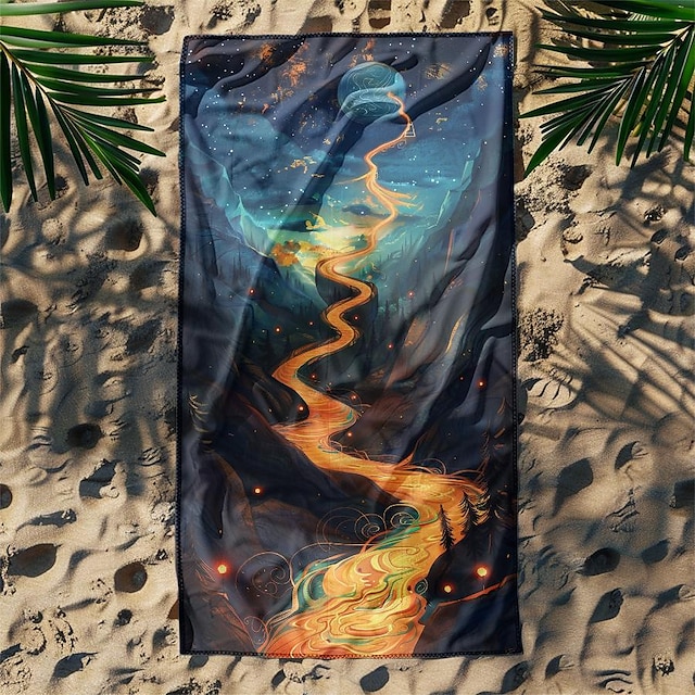  Toalla de playa, manta de playa de verano, serie de camino estrellado brillante, impresión 3d, 100% de microfibra, mantas cómodas y suaves para respirar