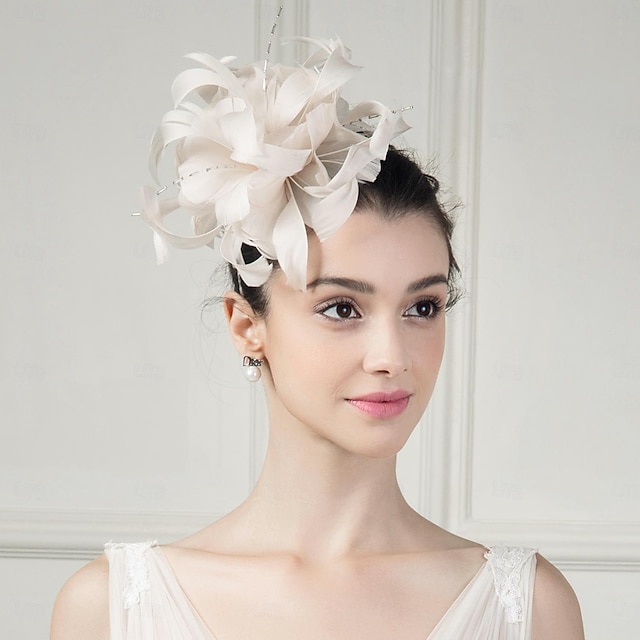  pannebånd fascinators hodeplagg fjær floppy lue topp hatt bryllup teselskap elegant bryllup med bowknot hodeplagg hodeplagg