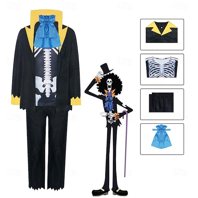  Inspired by One Piece Brook Anime Cosplay Costumes Japanese Halloween Cosplay Suits Long Sleeve Costume For Men's