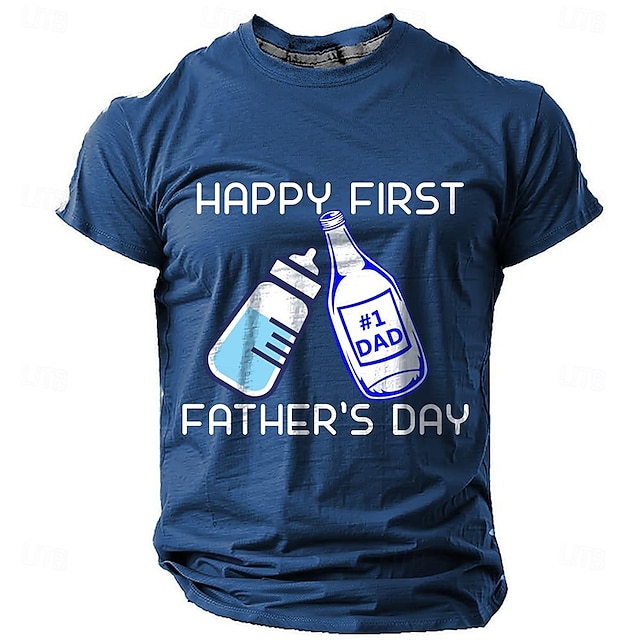  koszulki z okazji dnia ojca szczęśliwa pierwsza butelka dla dziecka tata męskie cytaty z listów& powiedzonka codzienny styl uliczny druk 3D z krótkim rękawem casual festiwal granatowa zielona