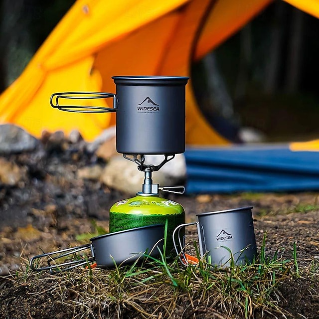  rent titanium campingservice udendørs madlavningssæt gryder køkkengrej rejse picnic køkkenredskaber udstyr bestik fiskeri trekking