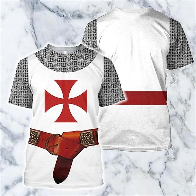 Knights Templar Warriors T-shirt Print Graphic T-shirt For Men's Adults ...