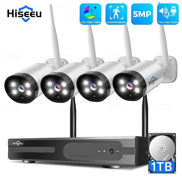  Hiseeu 10-канальный NVR 3MP Wi-Fi система видеонаблюдения комплект обнаружения человека ИК ночного видения p2p уличные беспроводные ip-камеры комплект видеонаблюдения
