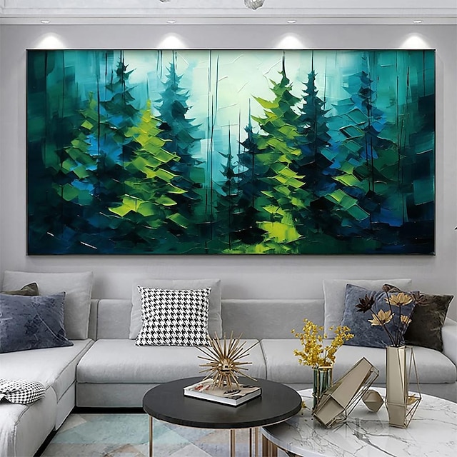  mintura ręcznie robione zielony las obrazy olejne na płótnie duża artystyczna dekoracja ścienna nowoczesny abstrakcyjny obraz krajobrazu drzewa do wystroju domu walcowane bezramowe nierozciągnięte