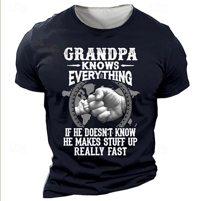Men's Funny Grandpa T-Shirt - 'Grandpa Knows Everything, Makes Stuff Up Really Fast' Graphic Tee4