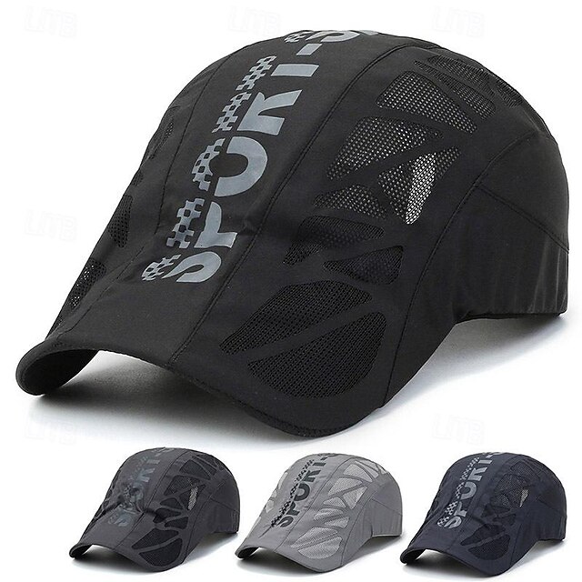  Herren Baskenmütze Sonnenhut Kappe Schwarz Marineblau 100% Baumwolle Gitter Modisch Brautkleider schlicht Strasse Täglich Buchstabe Einstellbar Sonnenschutz Atmungsaktiv