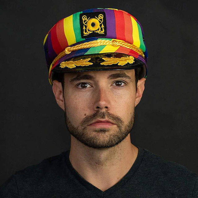 Rainbow Halloween Captain's Yacht Sailors Hat LGBT LGBTQ Gay Lesbian Adults' Men's Women's Masquerade Pride Parade Pride Month Easy Halloween Costumes Dress Up 8