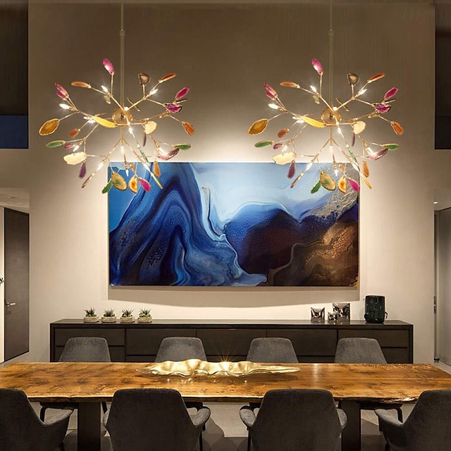  lustr stropní svítidlo 16/20 hlav teplé světlo 60/78 cm ve tvaru větve galvanizované železo severský světluškový achát umělecký styl restaurace ložnice 110-240v